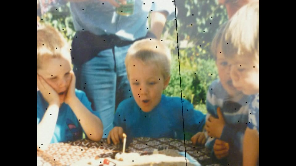 1. Dammig Kodachrome-dia, rå skanning